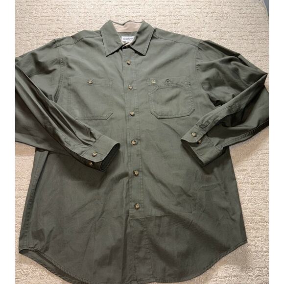 Carhartt Men’s Work Shirt Moss Green Long Sleeve 100% Cotton Size Large Reg - Picture 1 of 6